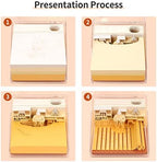 Teacher's Day Gift 3D Sticky Note Paper Card Craft Notepad Confucius Institute 3D Memo Pad, Kawaii Sticky Note Paper Carving Art Notepad with Pen Holder Bookmark - Image 6