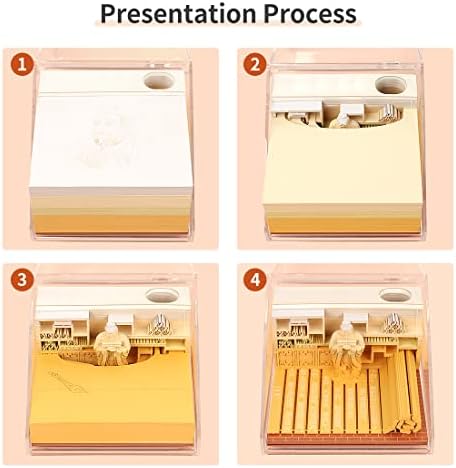 Teacher's Day Gift 3D Sticky Note Paper Card Craft Notepad Confucius Institute 3D Memo Pad, Kawaii Sticky Note Paper Carving Art Notepad with Pen Holder Bookmark - Image 6