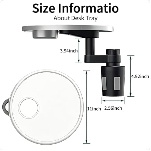 Car Tray and Cup Holders, 360° Rotating Car Desk for Laptop, Steering Wheel Tray, Car Food Tray Table for Eating, Automatic Center Console Cup Holder Universal Fit (Car Tray-White) - Image 2