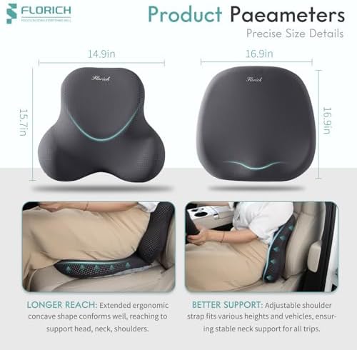 FLORICH Seat Cushion & Lumbar Support Pillow - Innovative Ergonomic Memory Foam, Adjustable, Relieve Hip, Coccyx, Sciatica, Back Pain, Improve Posture, for Car, Office Chair & Home - Gray - Image 2