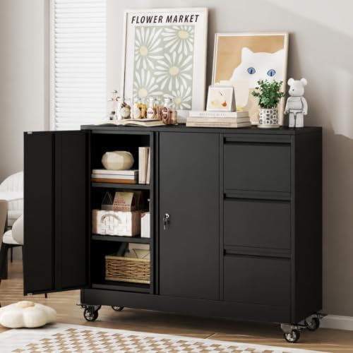3 Drawer File Cabinet, Office Rolling Filing Cabinet, Printer Stand - Image 5