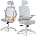 Ergonomic Office Chair, High Back Home Desk Chair with Flip-Up Arms, 3D Headrest, 90-120° Tilt and Wide Cushion Seat, Big and Tall Computer Chairs for Man Woman, Mesh Chair Black Woodgrain by GABRYLLY