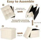 Storage Ottoman, Small Folding Leather Foot Rest Stool for Dorm, Beige - Image 6
