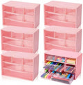 Briwooody 6 Pack Small Drawer Organizer Stackable Desktop Storage, Pink by Briwooody