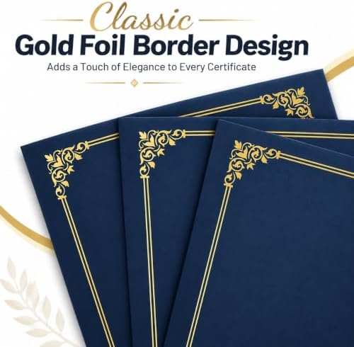 Navy Blue Certificate Holders (50 Packs), Diploma Covers Gold Foil Border - Image 3