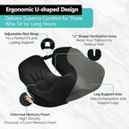 Seat Cushion - High-Density Charcoal Memory Foam Office Chair Cushion with Adjustable Strap & Washable Non-Slip Cover | Supports Sitting Posture for Office, Car & Home - Image 2