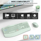 Wireless Keyboard and Mouse Combo, 2.4G Ergonomic Wave Key(Avocado Green) - Image 7