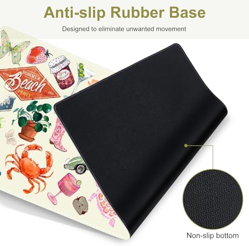 Mouse Pad, 4 in1 Large Desk Mat, Desk Pad Matt for Desktop, Anti-Slip XXL Big Computer Ergonomic Mousepad with Wrist Support for Keyboard and Mouse for Women I Watercolor Stickers - Image 7