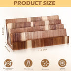 DLUGOPIS 4 Tier Acacia Wood Business Card Holder Desktop Display Stand Multiple Wood Business Card Organizer Rack Gift Card Pamphlet Display for Exhibition Home Office - Image 2