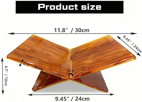 Wood Grain Acrylic Book Stand, X-Shaped Open Book Display Stand & Cookbook Holder for Kitchen Counter, Coffee Table, Bible, Quran, Magazines, Textbooks, Recipes - Image 3