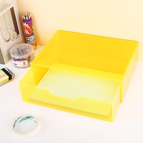 Gelite Acrylic Desk Organizer with Drawer for Makeup Vanity Stackable Desktop Storage Box for Office Supplies, 13.8 x 9.8 x 3.9’’, Neon Yellow - Image 4