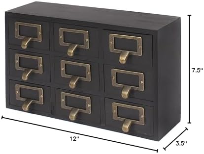 Kate and Laurel Apothecary Wood Desk Drawer Set, 9 Drawers, Rustic Black - Image 3