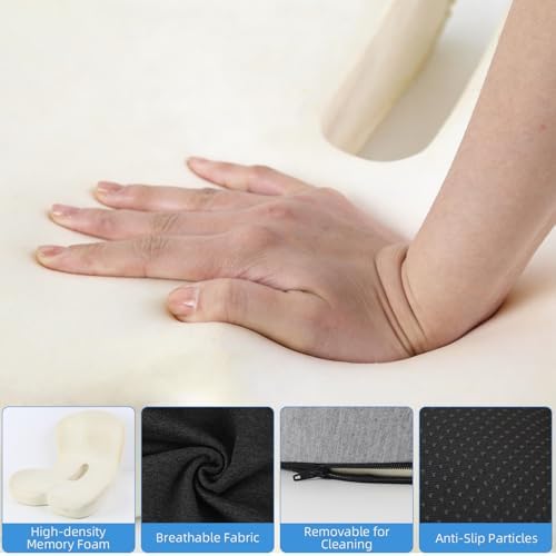 KAYI Memory Foam Seat Cushion with Lumbar Support Pillow One Piece, L-Shaped Ergonomic Design for Back Pain Relief, for Car, Truck and Office Chair (Dark Gray) - Image 3