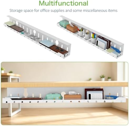 KEEGH Under Desk Cable Management Tray 48 in, Large Cord Hider, White - Image 4