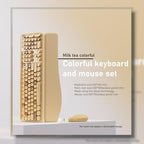UBOTIE Wireless Keyboard and Mouse Combo, Phone Holder (Milk-Tea) - Image 4