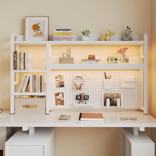 Desktop Hutch Bookshelf, 4-Tier Metal Desk Shelf for Top of Desk by Alzeli