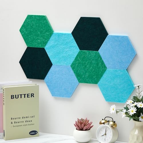 6.7 x 5.9 in 16 Pcs Hexagon Cork Board Tiles, Felt Pin Boards, Turquoise - Image 4