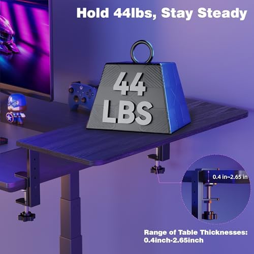 Desk Extender, 22-inch Clamp-On Desk Shelf, Height-Adjustable Desktop Shelf Organizer for Monitors Office and Gaming Accessories, Arm Support Table Extension, 44lbs Heavy Duty, Black - Image 7