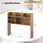 Giantex Desktop Bookshelf, 37" Desk Hutch Dorm for Computer Up to 32 Inch, Countertop Hutch w/6 Storage Shelves, 3-Tier Desktop Organizer Display Rack, Wood Desk Shelf for Home Office (Natural) - Image 3