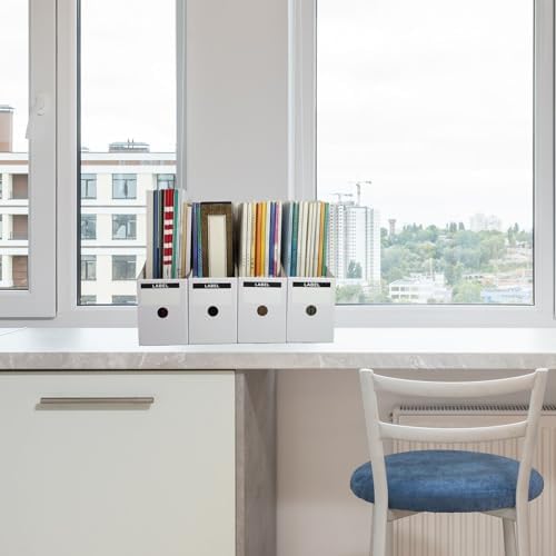Limitliho 24 Pack White Cardboard Magazine Holder for Desk or Shelves - Image 5
