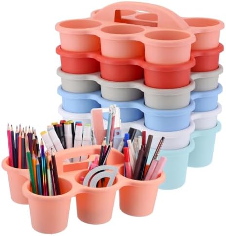 6 Pack 6 Cup Caddy for Classroom Plastic Round Desk Table Caddy, Boho by Reallnaive