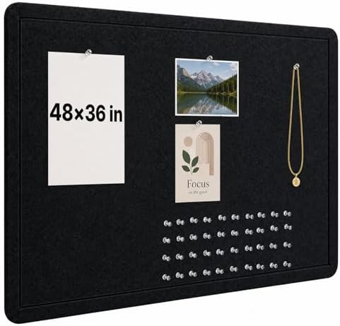 OWLKELA Felt Bulletin Board, 48x36 Inch, Black by OWLKELA