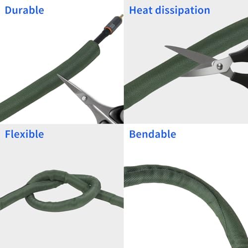 Split Wire Loom, 20ft Automotive Cable Protector Sleeve, Flexible Braided Cable Sleeves High Temperature Cable Management (Deep Green, 1") - Image 5