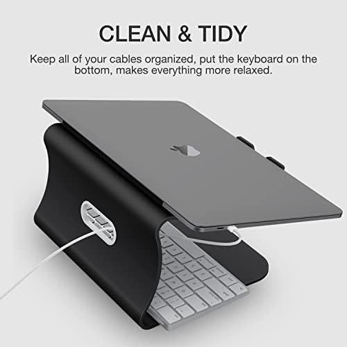 Laptop Stand, Aluminum Notebook Holder Riser Heat-Vent for MacBook Air/Pro, Dell, HP, Lenovo, Microsoft Surface, Samsung 11-16 inches Notebook (Black) - Image 3