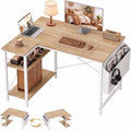 Grandder L Shaped Computer Desk with Reversible Shelves, 40 Inch Small Corner Desk with Storage Bag, Gaming Desk Computer Table Study Writing Table for Home Office Bedroom Small Space, Oak by Grandder