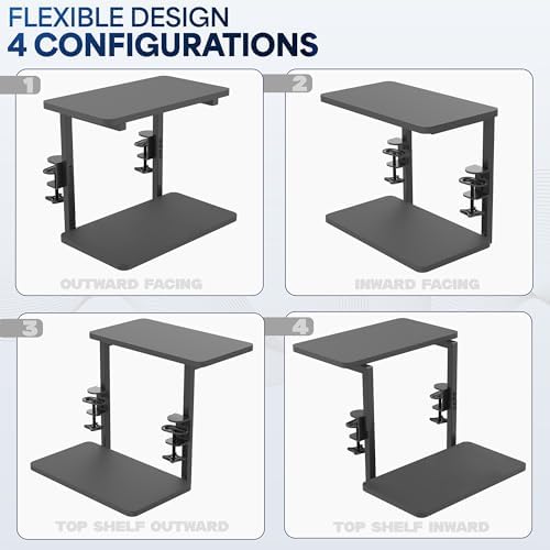 VIVO Black Clamp-on 16" Flexible Shelving Unit, DESK-SHELF2CS - Image 4