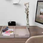 Welaxy 2pc Stackable Desk Tray Document File Paper Oatmeal Felt Storage Bin - Image 4