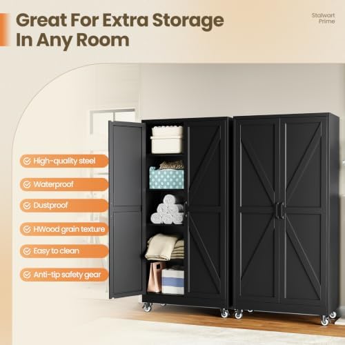75"Black Metal Pantry Cabinets for Kitchen Storage Garage Storage Cabinet - Image 7