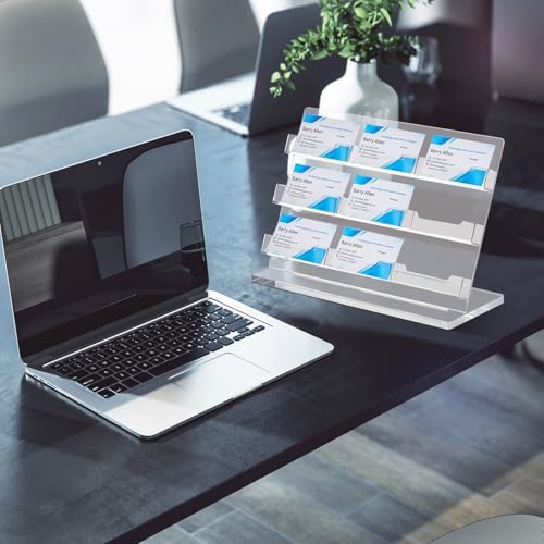 Dunzoom Business Card Holder for Desk, 9 Slots Acrylic Card Display Stand - Image 5