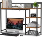Snughome Desk Shelf, 38.6" Desktop Organizer Shelf, Desk Hutch for Computer Monitor, 4 Tier Desk Display Rack, Wood Desktop Bookshelf Storage Rack for Home Office Dorm, Rustic Brown by Snughome