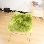 LLB Sheepskin Chair Covers Office Chair Cushion Dining Room Chair Pads Desk Chair Seat Cushion for Computer Chair Fur Area Rugs Pea Green, 18x18 Inch (Pack of 1) - Image 4