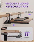 Ergonomic Mouse & Keyboard Tray Under Desk, 20x11.8 in Board, Brown - Image 4