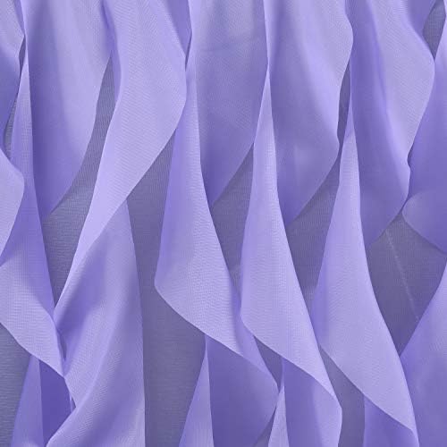 Leegleri Lavender Purple Curly Willow Tulle Tutu Table Skirt for Rectangle or Round Table,Ruffle Table Skirts for Mermaid Party Baby Shower Decoration(L 6(ft)*H 30in table skirt) - Image 5