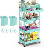 Goovilla 4 Tier Rolling Utility Cart Organizer with Removable Drawer, Blue by Goovilla