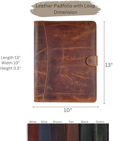 Full Grain Leather Legal Pad Portfolio Organizer for Work - Wine - Image 5