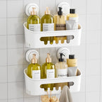 TAILI Shower Caddy Suction Cup 2 Pack, Heavy Duty Bathroom Organizer, Removable Shelves for Inside Shower, Shampoo, Waterproof Suction Plastic Storage for Bathroom Accessories Holder, White by TAILI
