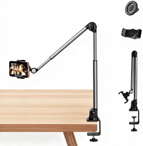 Desk Phone Stand, Dual Telescopic Arms, 2in1 Clip & Magnetic Head by Vearstie