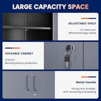 Yizosh Metal Storage Locking Cabinet with 4 Doors and 2 Adjustable Shelves,71" Lockable Garage Tall Steel Cabinet,for Home Office,Living Room,Pantry,Gym,Commercial Storage (Gray Black) - Image 4