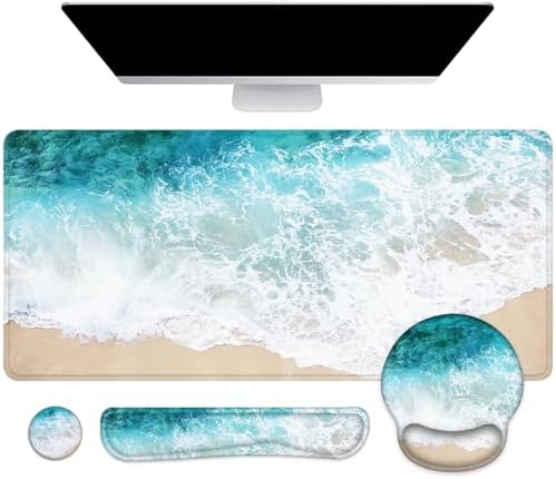 Large Desk Mat, Mouse Pad with Wrist Support, Keyboard Wrist Rest Set by Lateefah