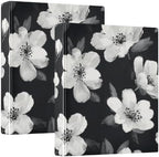 3 Ring Binders 1.5 Inch Clear View Three Ring Binders Versatile Black White Flowers Binder for Work School Office Supply 1 Pack - Image 3
