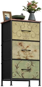 WLIVE Small Dresser Nightstand for Bedroom, 3 Drawers, Floral by WLIVE