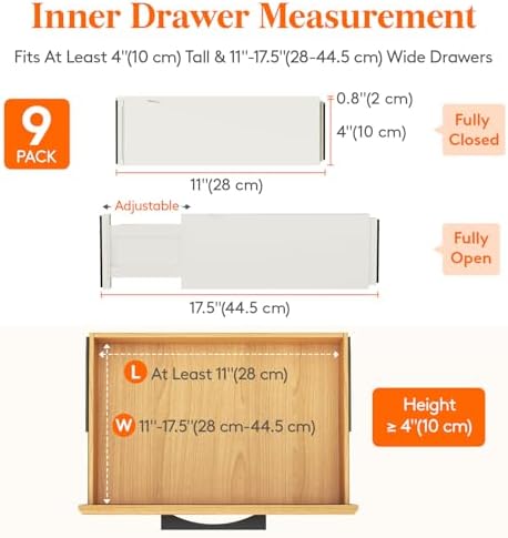Lifewit 4" High Upgrade Drawer Divider, Adjustable Drawer Organizer Clothes - Image 2
