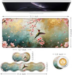 Keyboard Mouse Pad Set, Extended Gaming Mouse Pad+Ergonomics Keyboard Wrist Rest Support, Memory Foam, Easy Typing Pain Relief, 4Pcs XL Ultra Thick Desk Mat,Hummingbird Pink Flower - Image 6