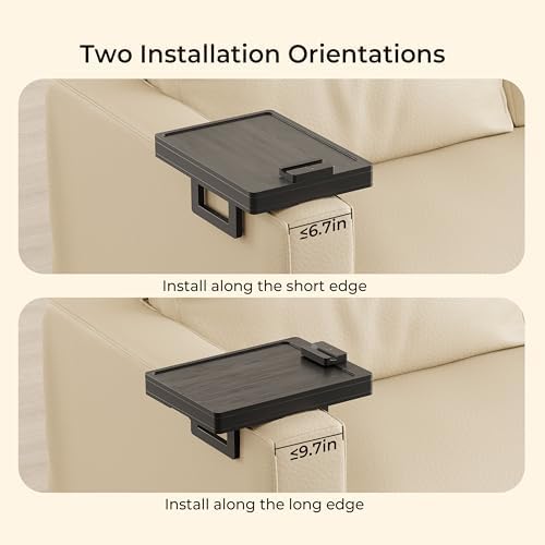 Wealone Black Couch Arm Tray, Sofa Arm Table with TV Tray & Storage Box - Image 5