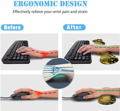 Keyboard Wrist Rest+Mouse Wrist Pad+Desk Pad Set,Memory Foam Ergonomic Easy Typing Pain Relief for Computer Laptop Office Home - Flowers and Butterflies - Image 3