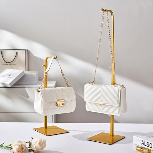 2 Pack Purse Holder Handbag Display Stand: Gold Hanger Rack for Bags, Purses, and Wreath, Adjustable Hook Stand for Tabletop, Closet, and Retail Use for Vendors - Image 2